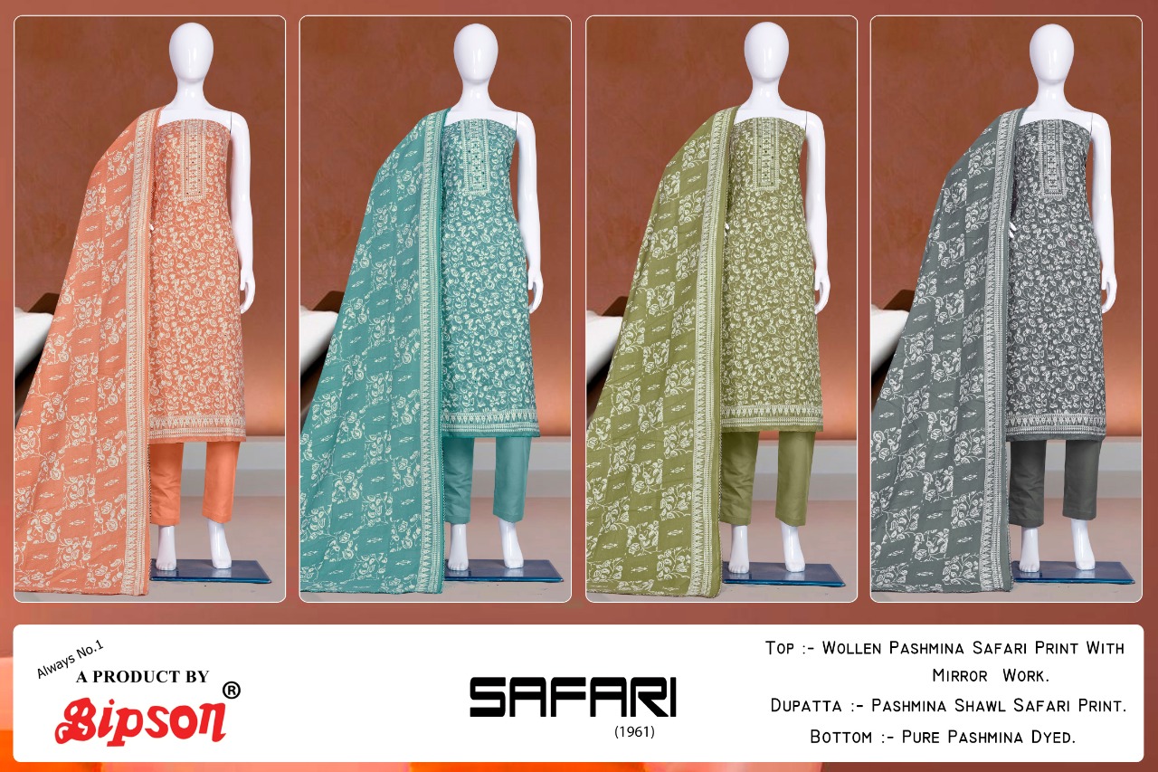 bipson safari 1961 pashmina exclusive parint salwar suit catalog