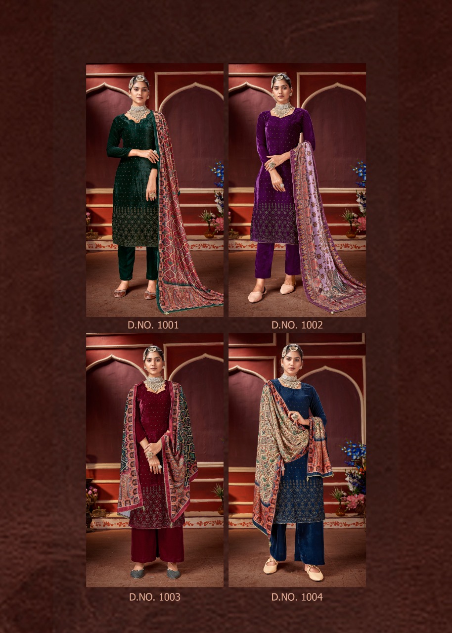 bipson swarovski velvet regal look salwar suit catalog