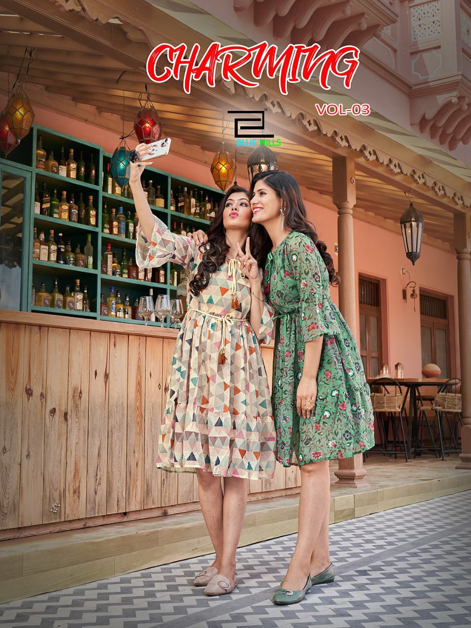 blue hills charming vol 3 georgette exclusive pint kurti catalog