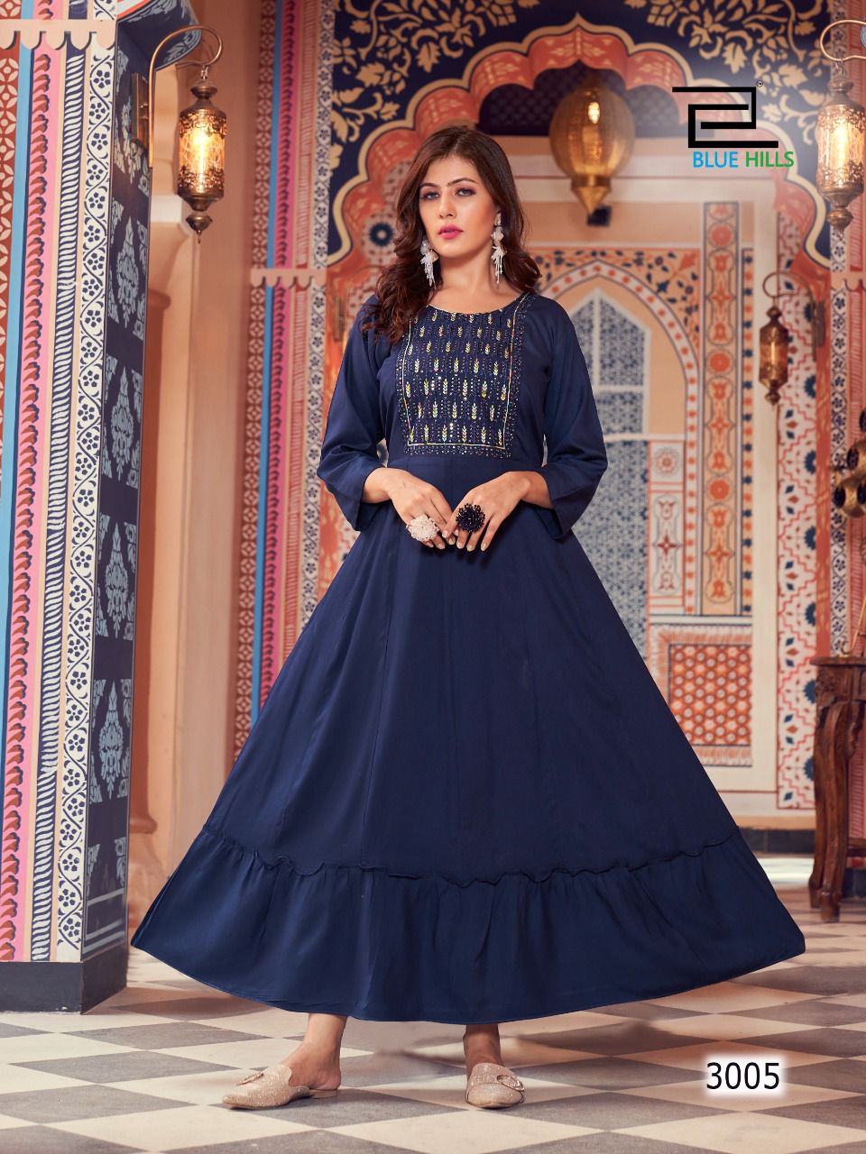 blue hills jasmine vol 3 rayon decent look kurti catalog