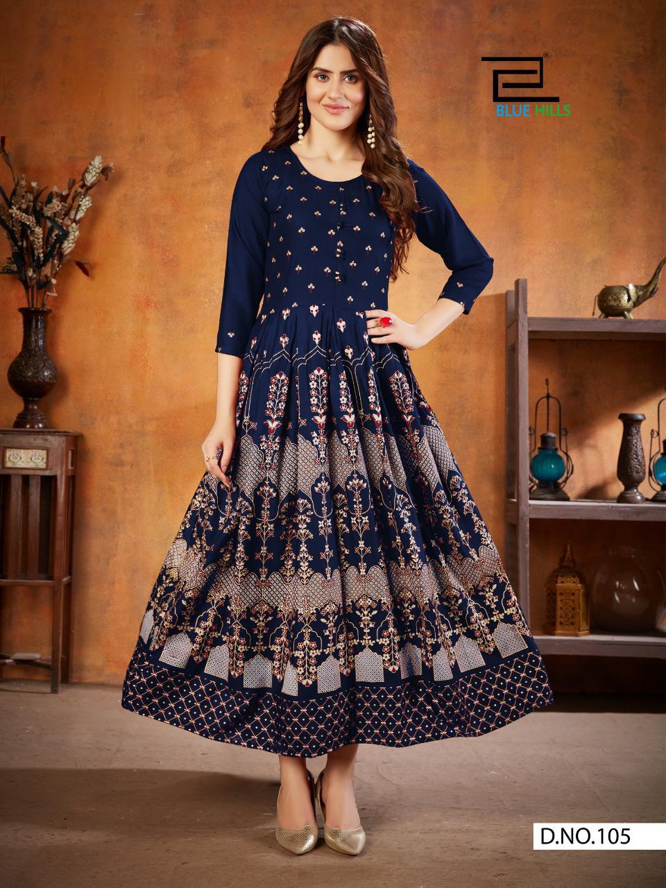 blue hills walkway edition vol 11 rayon attractive long kurti catalog