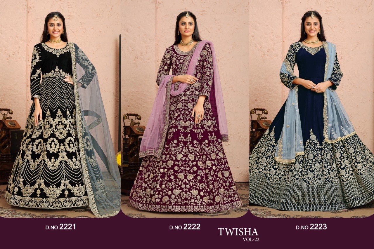 dani twisha vol 2200 Net with heavy border regal look salwar suit catalog