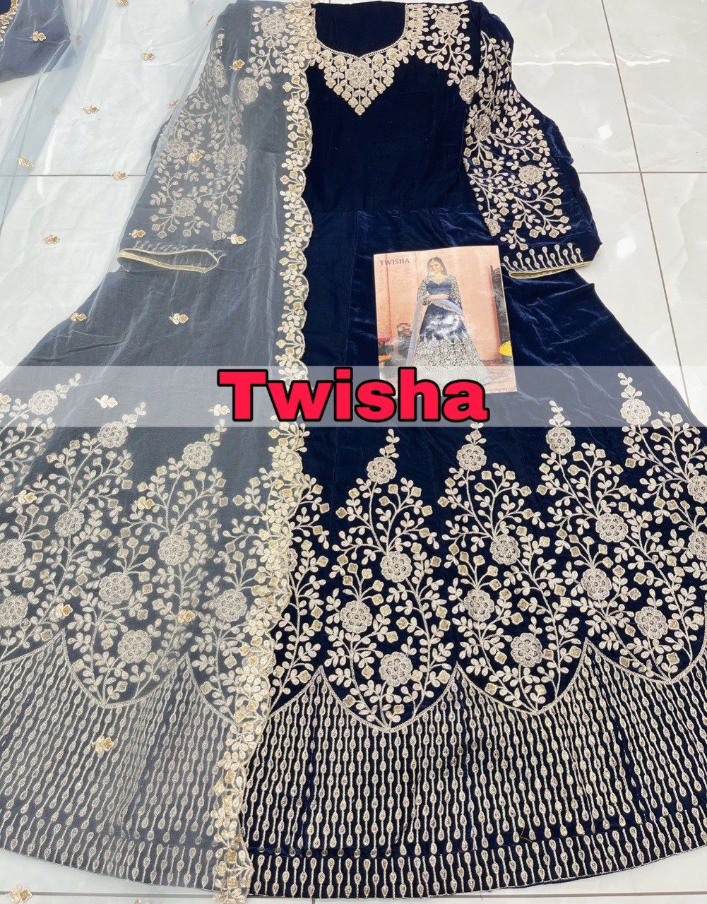 dani twisha vol 2200 Net with heavy border regal look salwar suit catalog