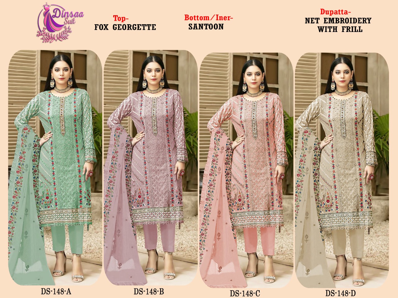 dinsaa suit dinsaa suit 148 georgette regal look salwar suit Catalog