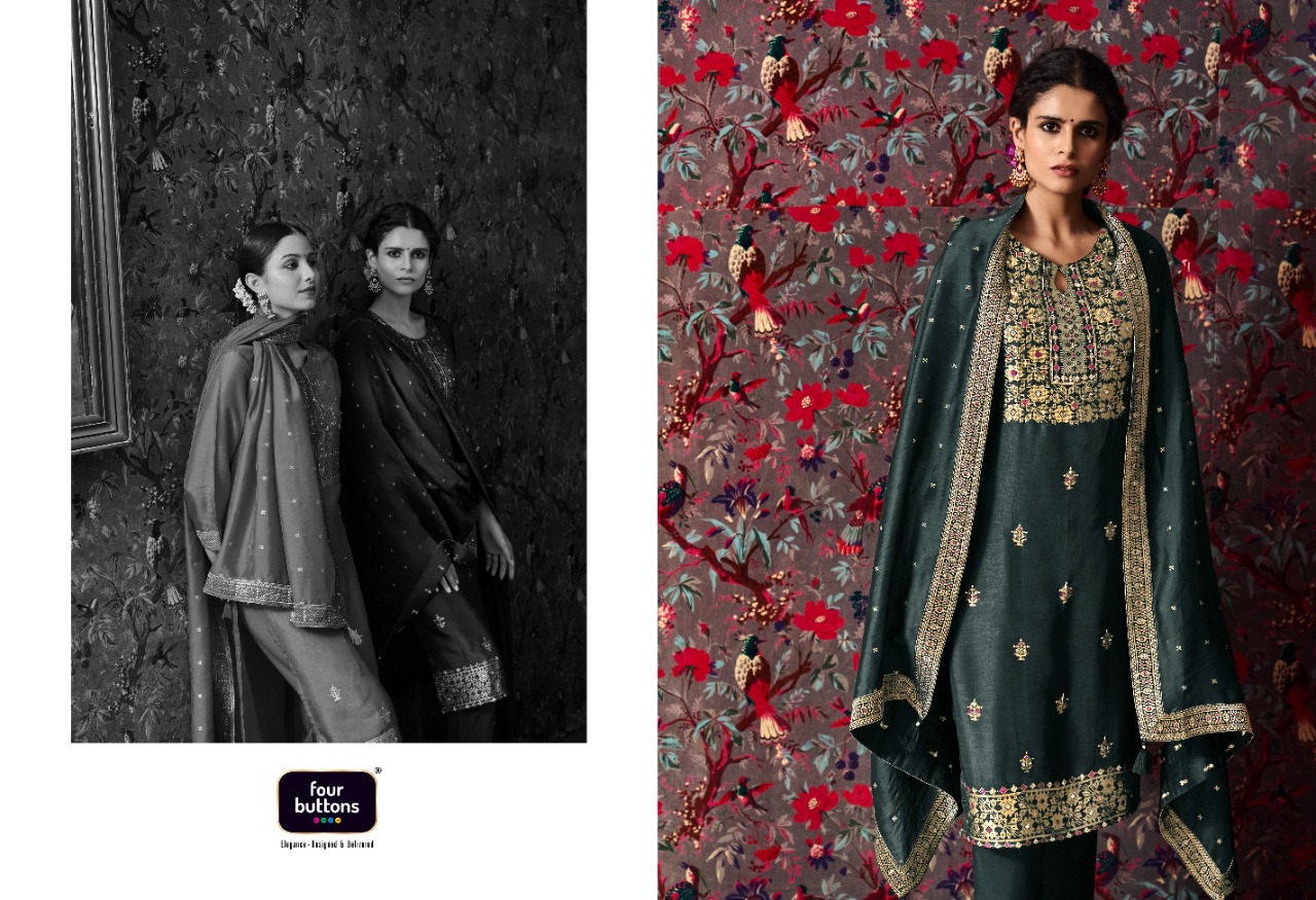 four buttons khwaab viscose graceful look top bottom with dupatta catalog