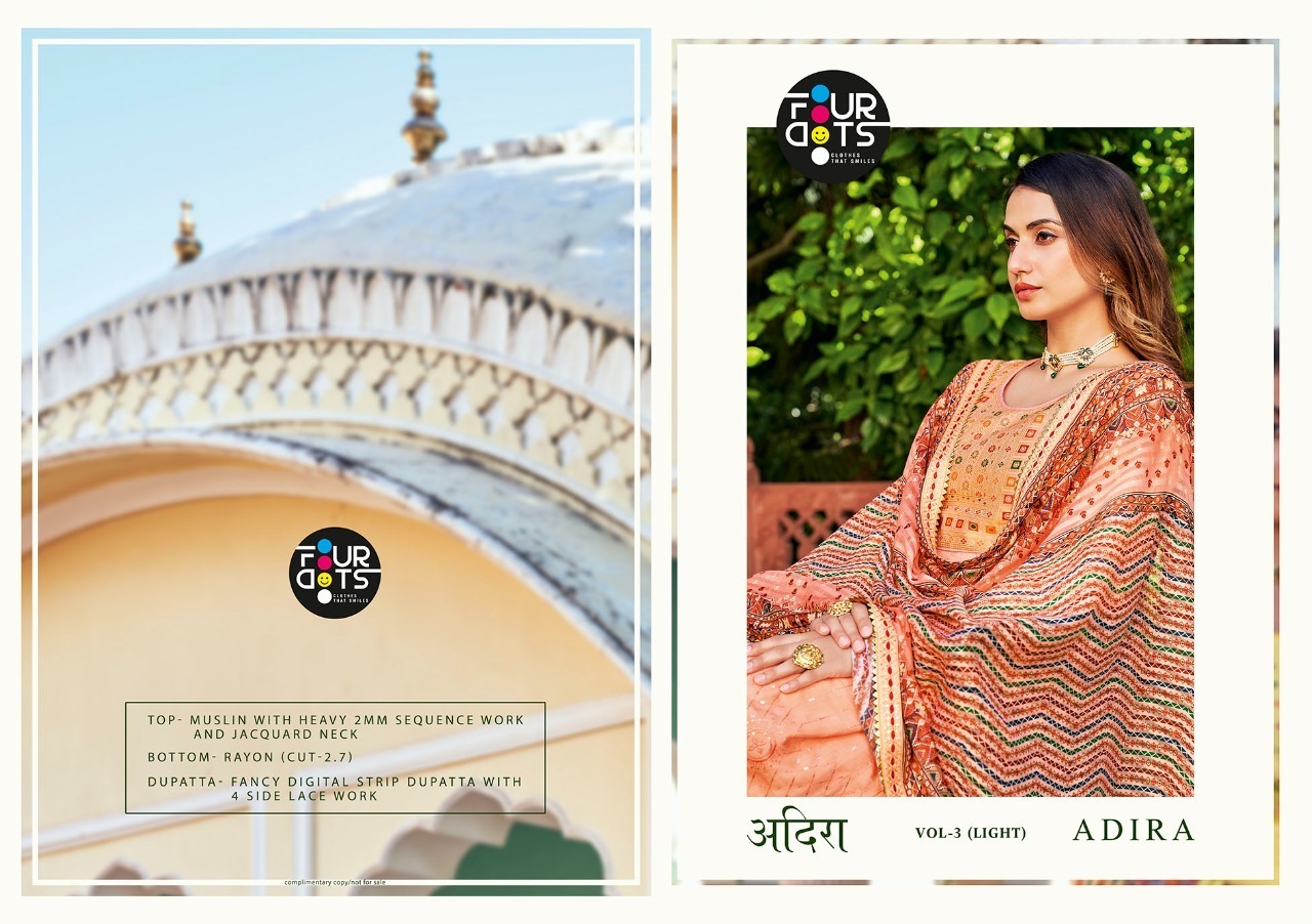 fourdots adhira vol 3 light muslin regal look salwar suit catalog