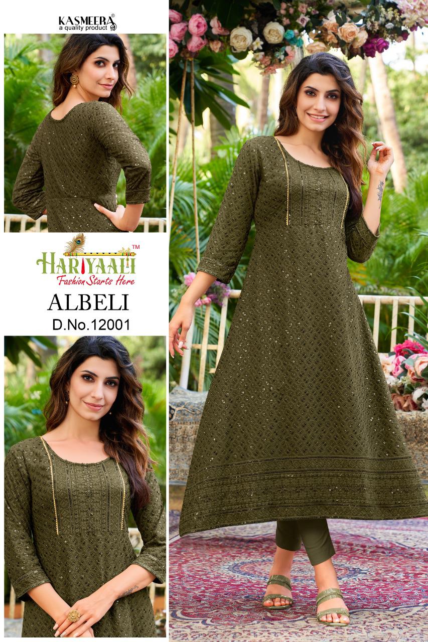 Hariyaali albeli rayon innovative look kurti catalog