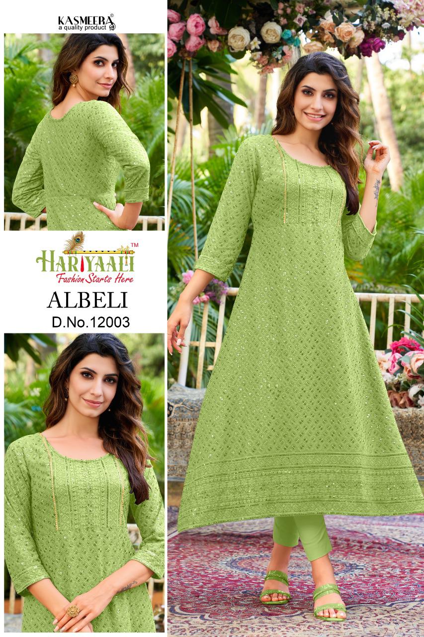 Hariyaali albeli rayon innovative look kurti catalog