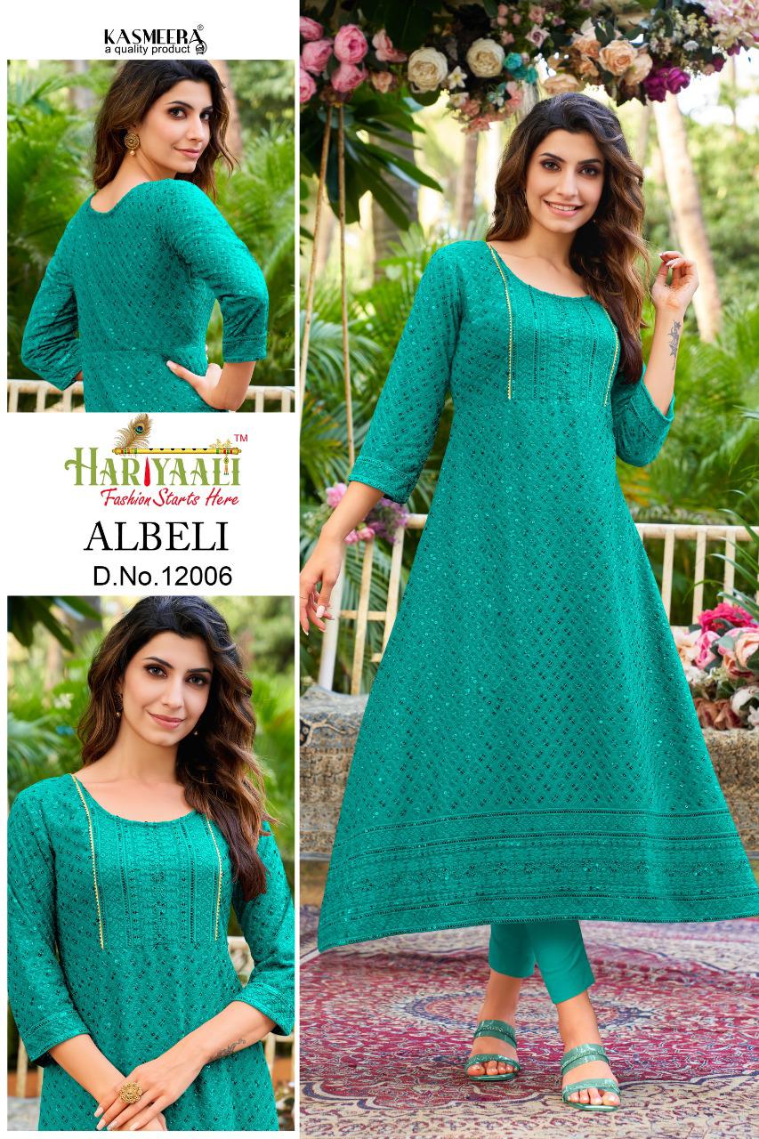 Hariyaali albeli rayon innovative look kurti catalog