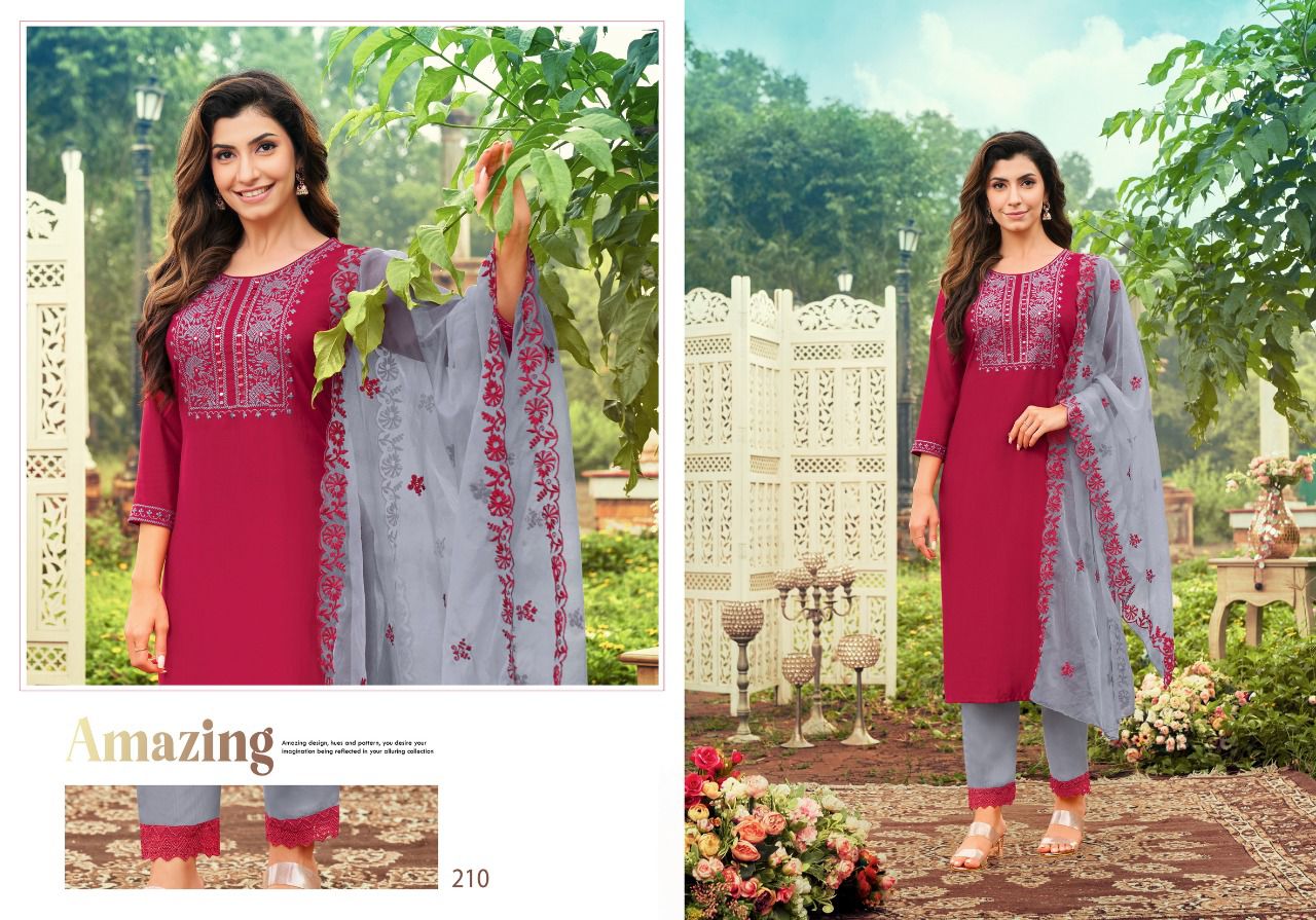 Hariyaali krystal p v silk innovative look top Bottom and dupatta catalog