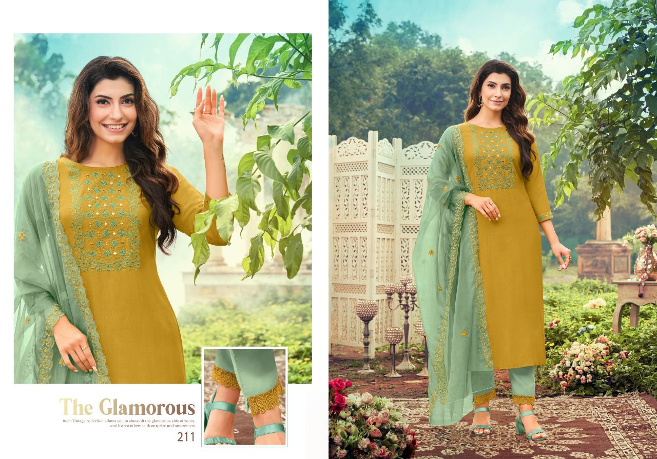 Hariyaali krystal p v silk innovative look top Bottom and dupatta catalog