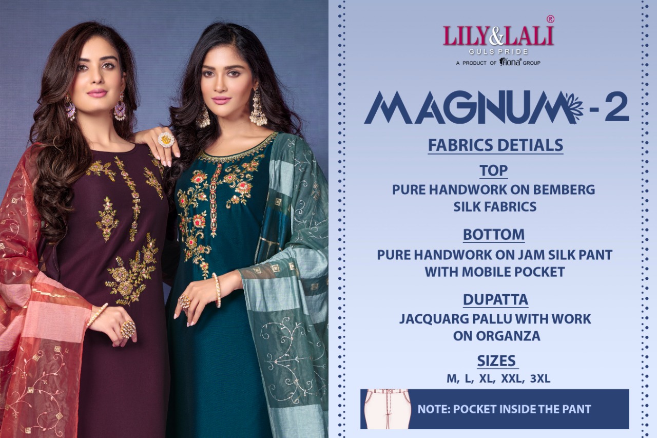 lily and lali magnum 2 bemberg silk gorgeous look top bottom with dupatta catalog