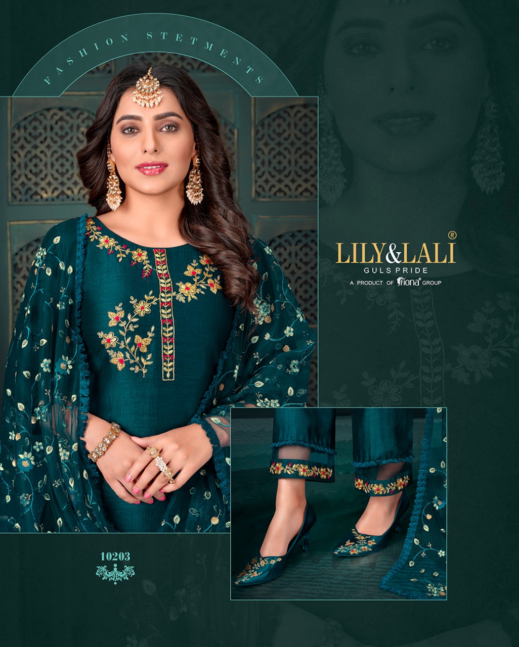 lily and lali maria 9 silk festive look top bottom with dupatta catalog