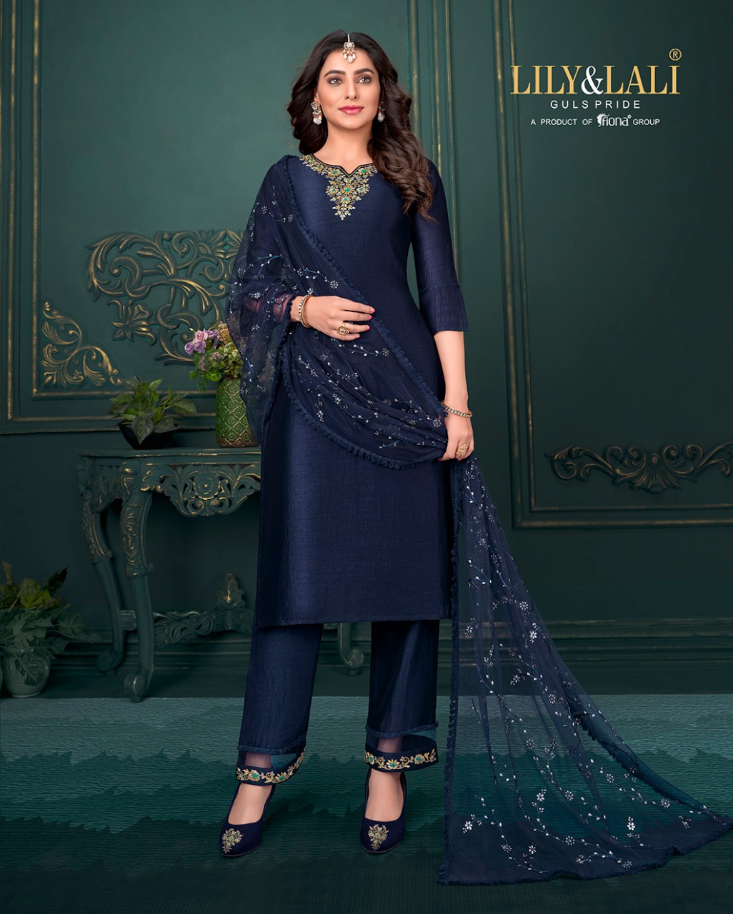 lily and lali maria 9 silk festive look top bottom with dupatta catalog