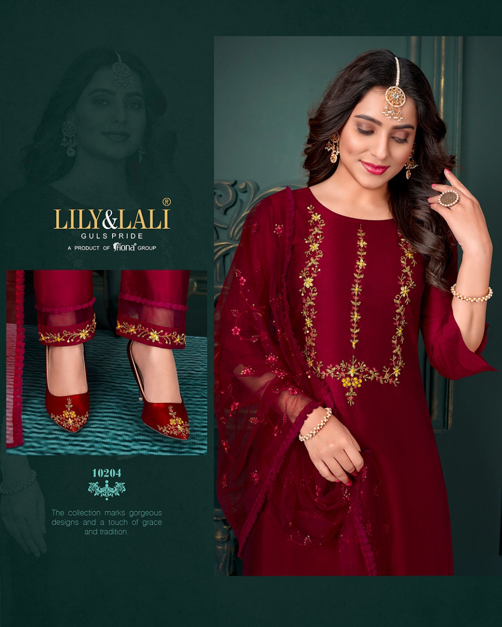 lily and lali maria 9 silk festive look top bottom with dupatta catalog