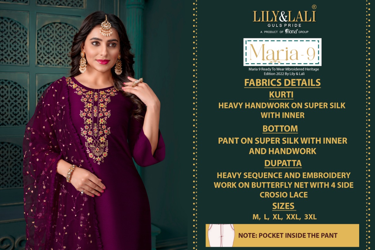 lily and lali maria 9 silk festive look top bottom with dupatta catalog