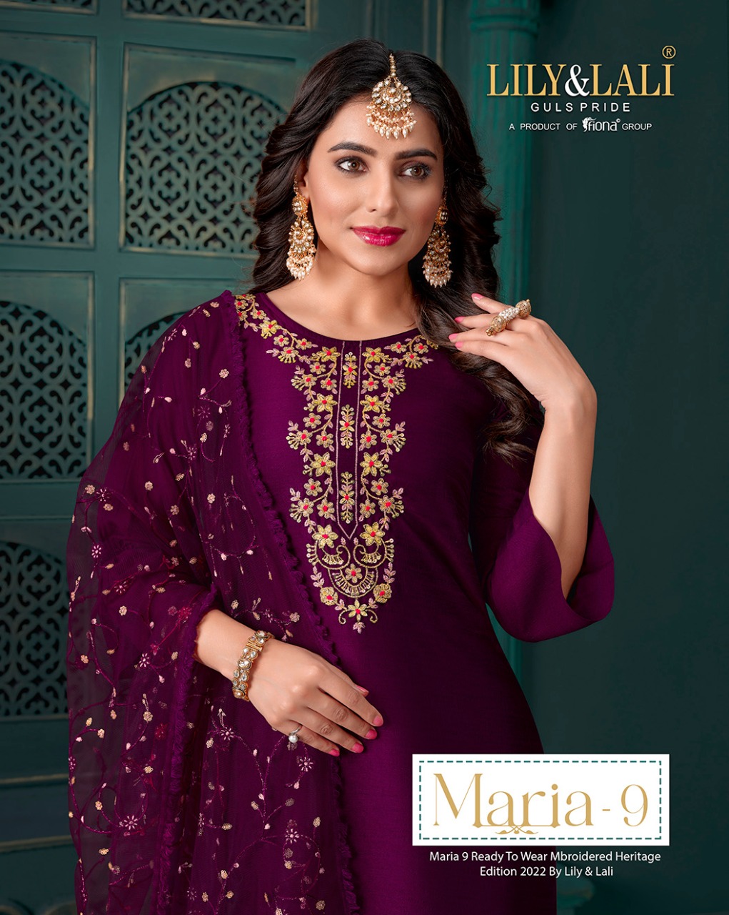 lily and lali maria 9 silk festive look top bottom with dupatta catalog