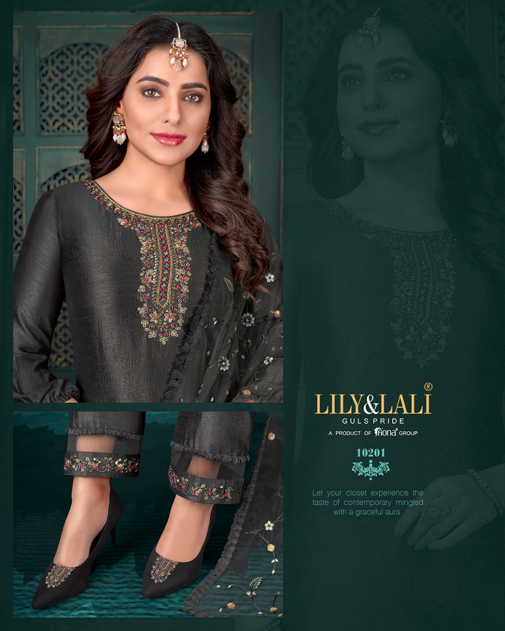 lily and lali maria 9 silk festive look top bottom with dupatta catalog