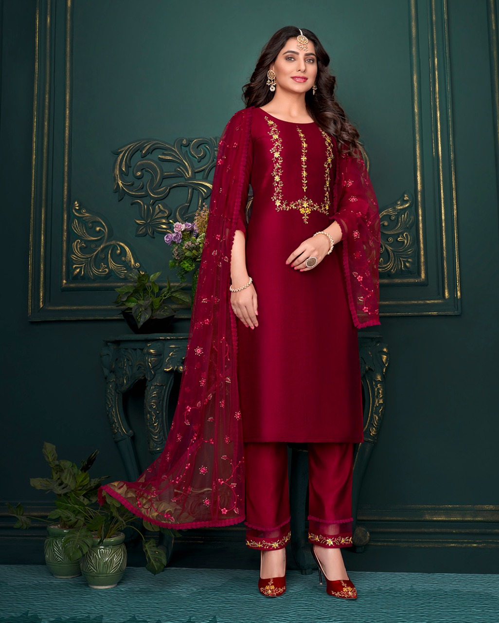 lily and lali maria 9 silk festive look top bottom with dupatta catalog