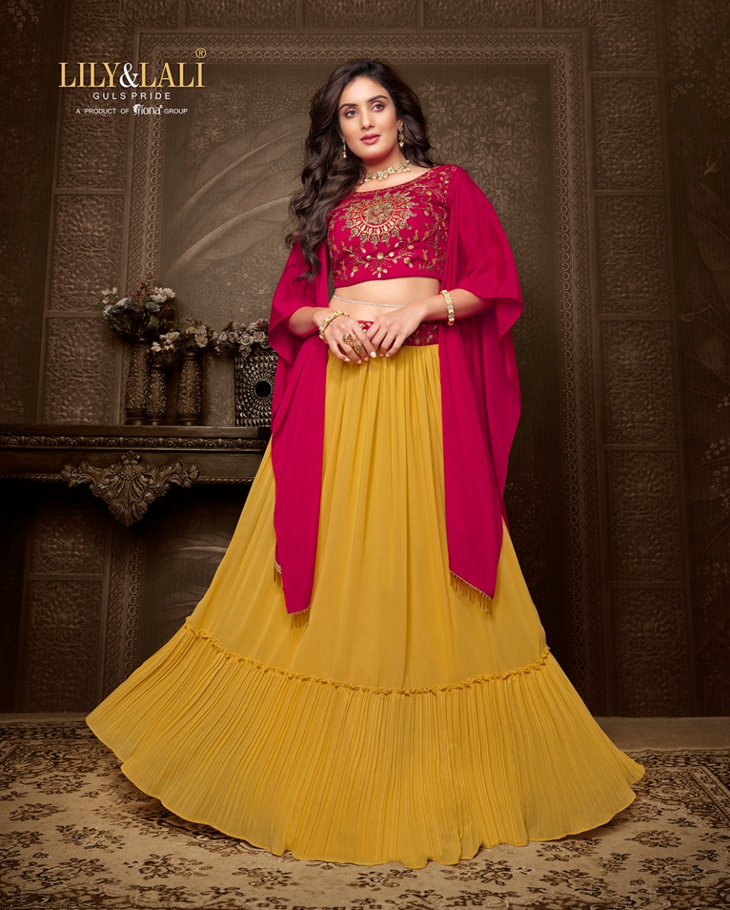 lily and lali tyohar georgette festive look skirt choli with dupatta catalog