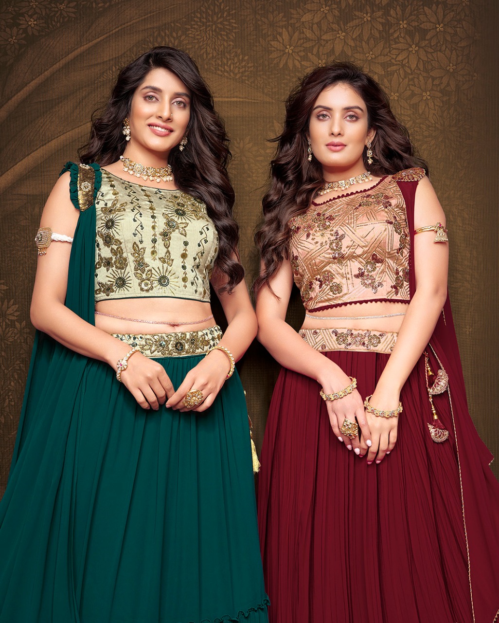 lily and lali tyohar georgette festive look skirt choli with dupatta catalog