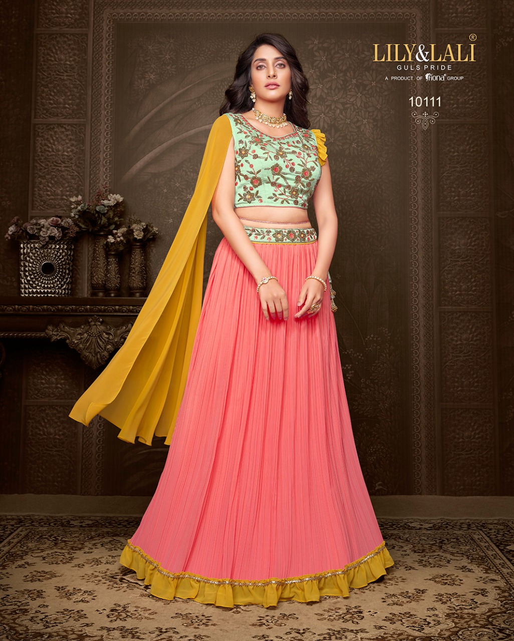 lily and lali tyohar georgette festive look skirt choli with dupatta catalog