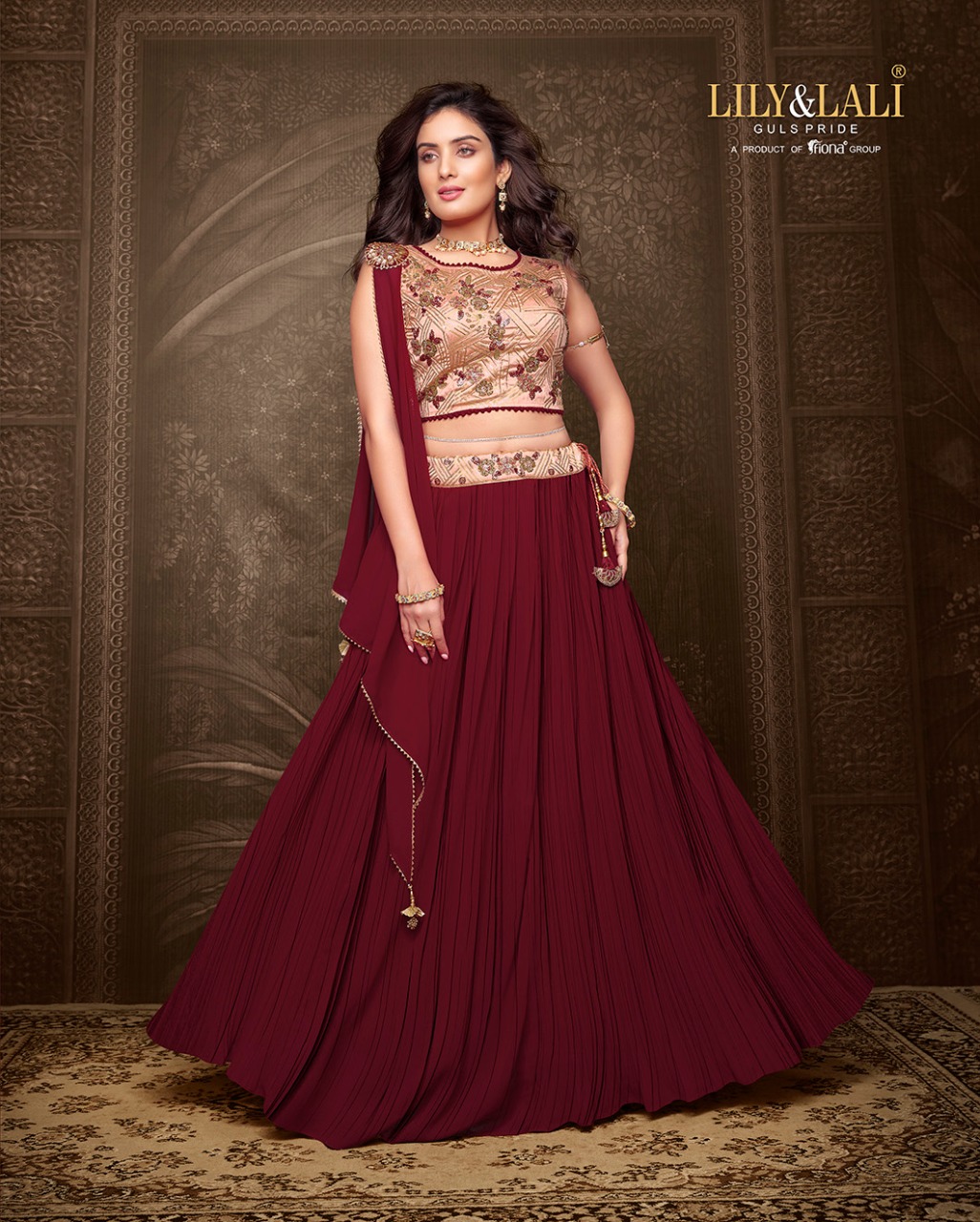 lily and lali tyohar georgette festive look skirt choli with dupatta catalog