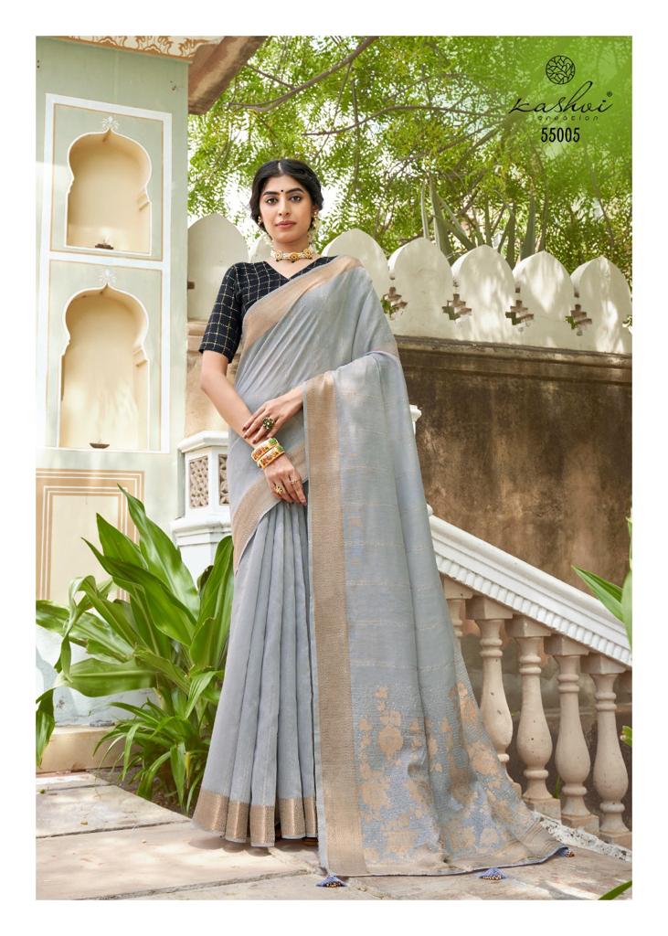 lt kashvi creation karwaan linen silk heavy look saree catalog