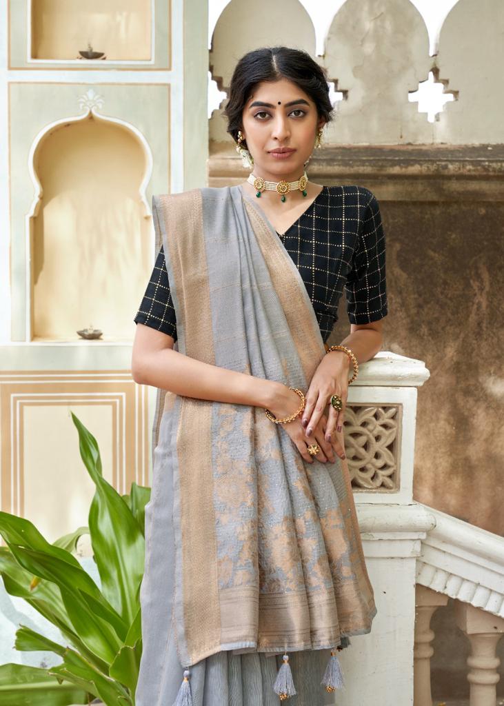 lt kashvi creation karwaan linen silk heavy look saree catalog