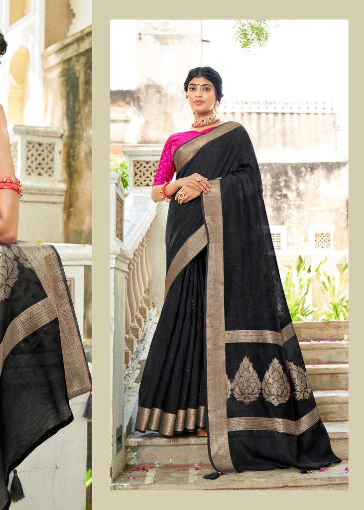 lt kashvi creation karwaan linen silk heavy look saree catalog