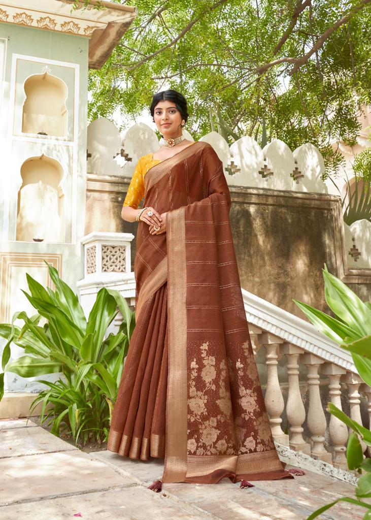 lt kashvi creation karwaan linen silk heavy look saree catalog