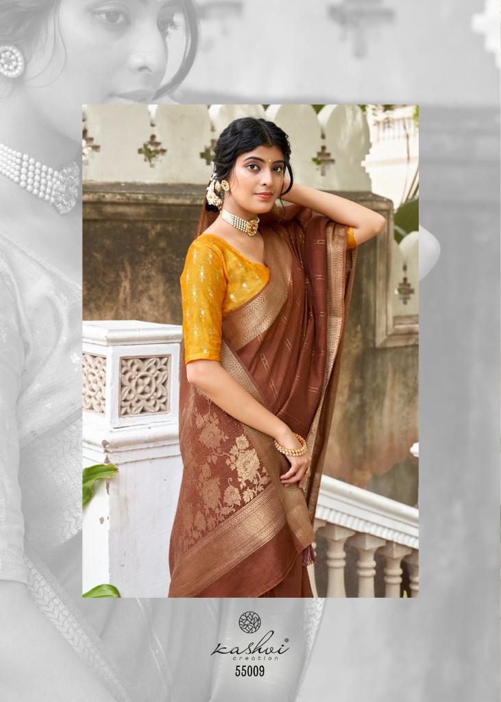 lt kashvi creation karwaan linen silk heavy look saree catalog