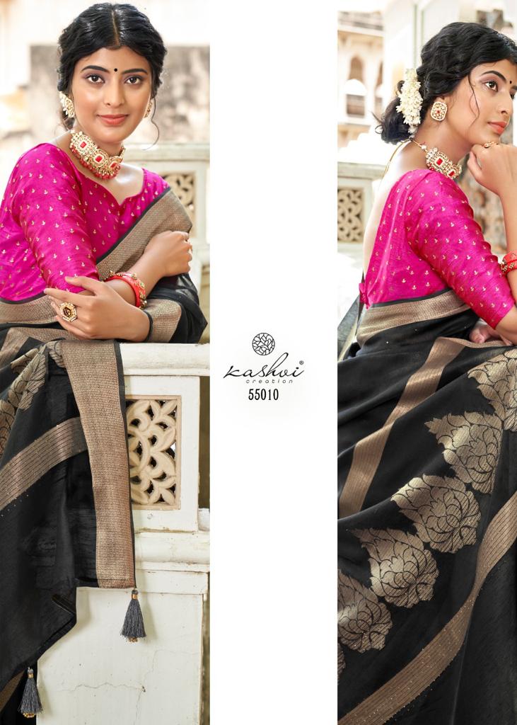 lt kashvi creation karwaan linen silk heavy look saree catalog