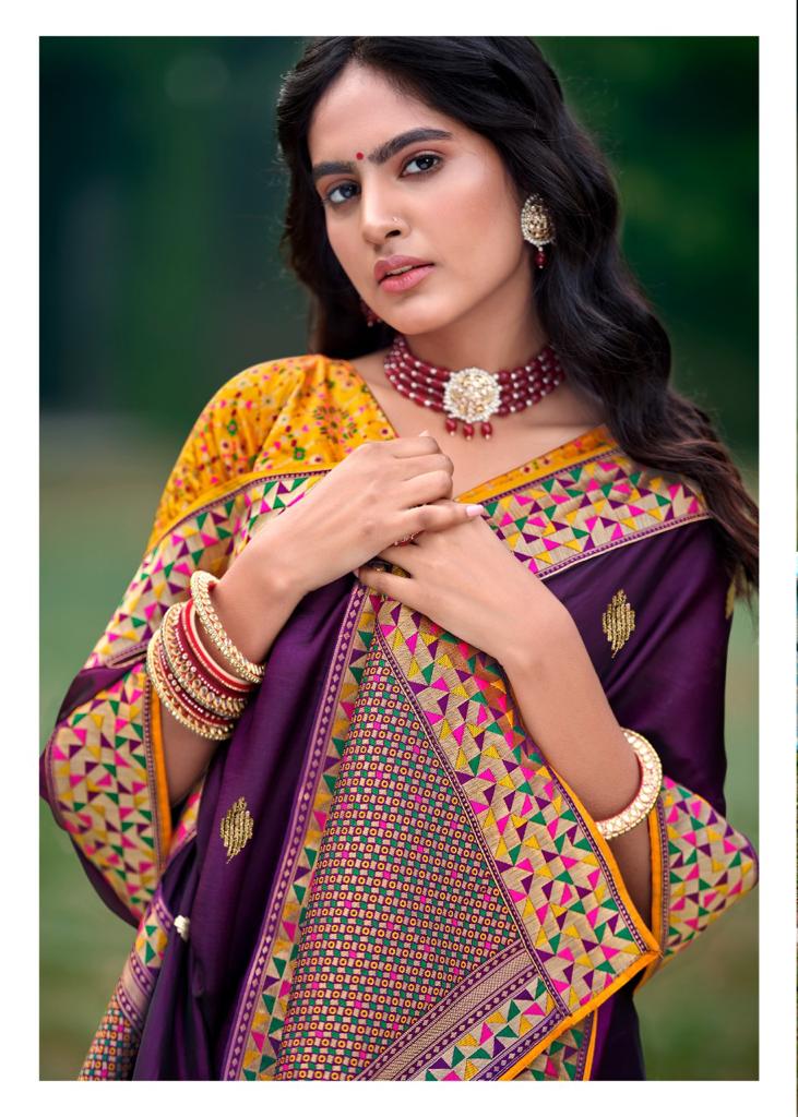 lt kashvi creation saffron silk decent look saree catalog