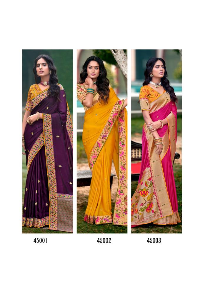 lt kashvi creation saffron silk decent look saree catalog