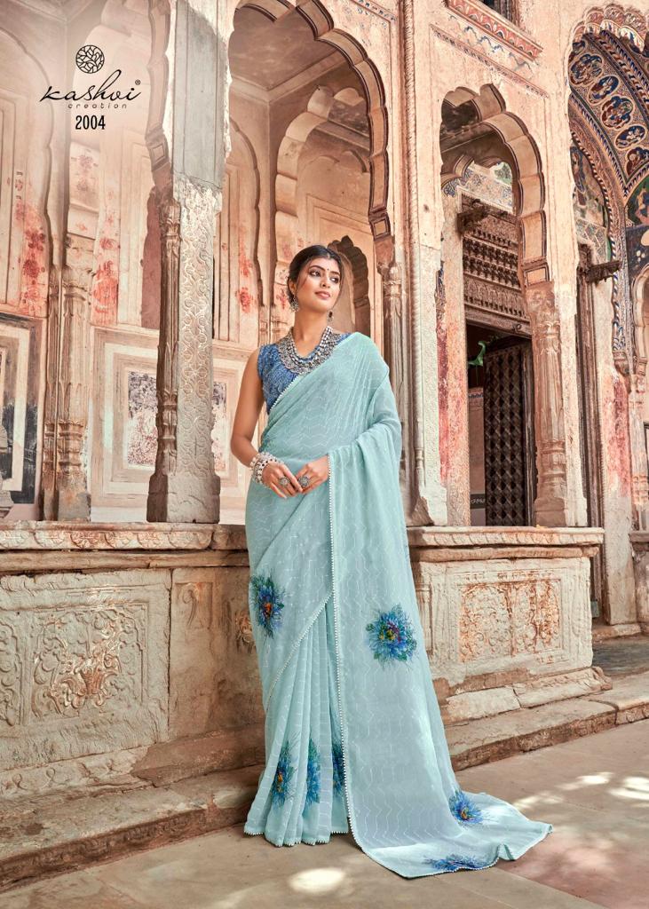 lt saree kashvi creation manasthiti georgette attractive print saree catalog