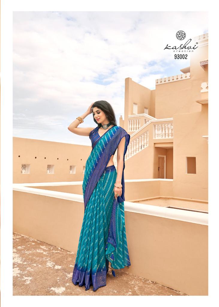 lt sarees kashvi creation jhalak georgette exclusive print saree catalog