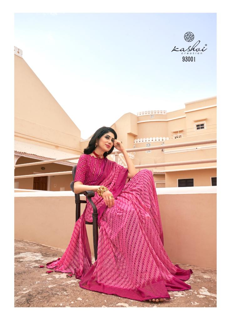 lt sarees kashvi creation jhalak georgette exclusive print saree catalog