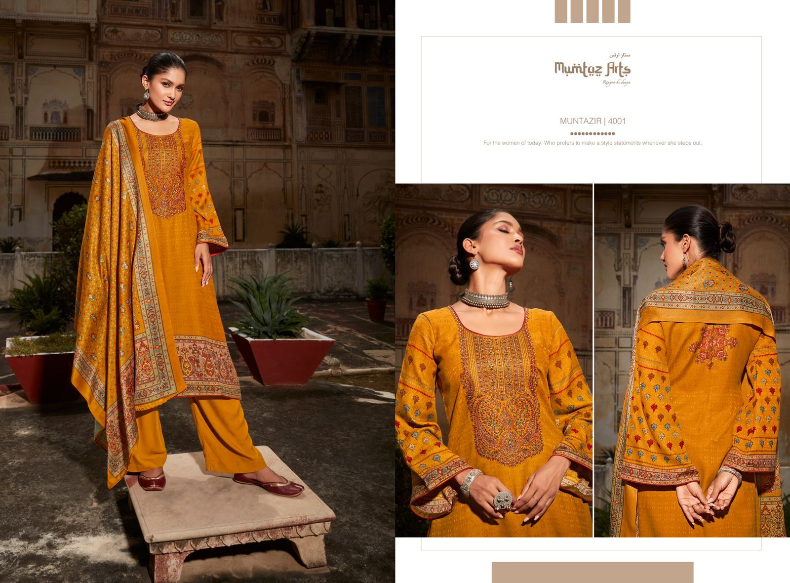 mumtaz art muntazir edition v 1  pashmina exclusive print salwar suit catalog