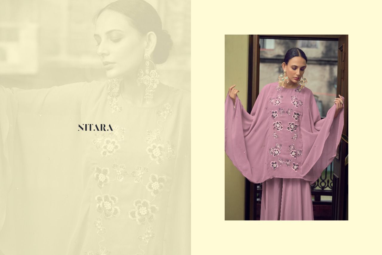 nitara ghazal 3  georgette new and modern style top bottom  catalog