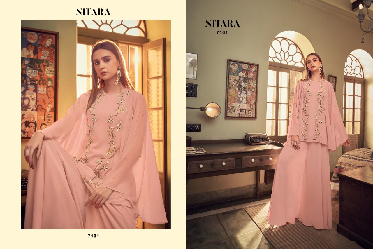 nitara ghazal 3  georgette new and modern style top bottom  catalog