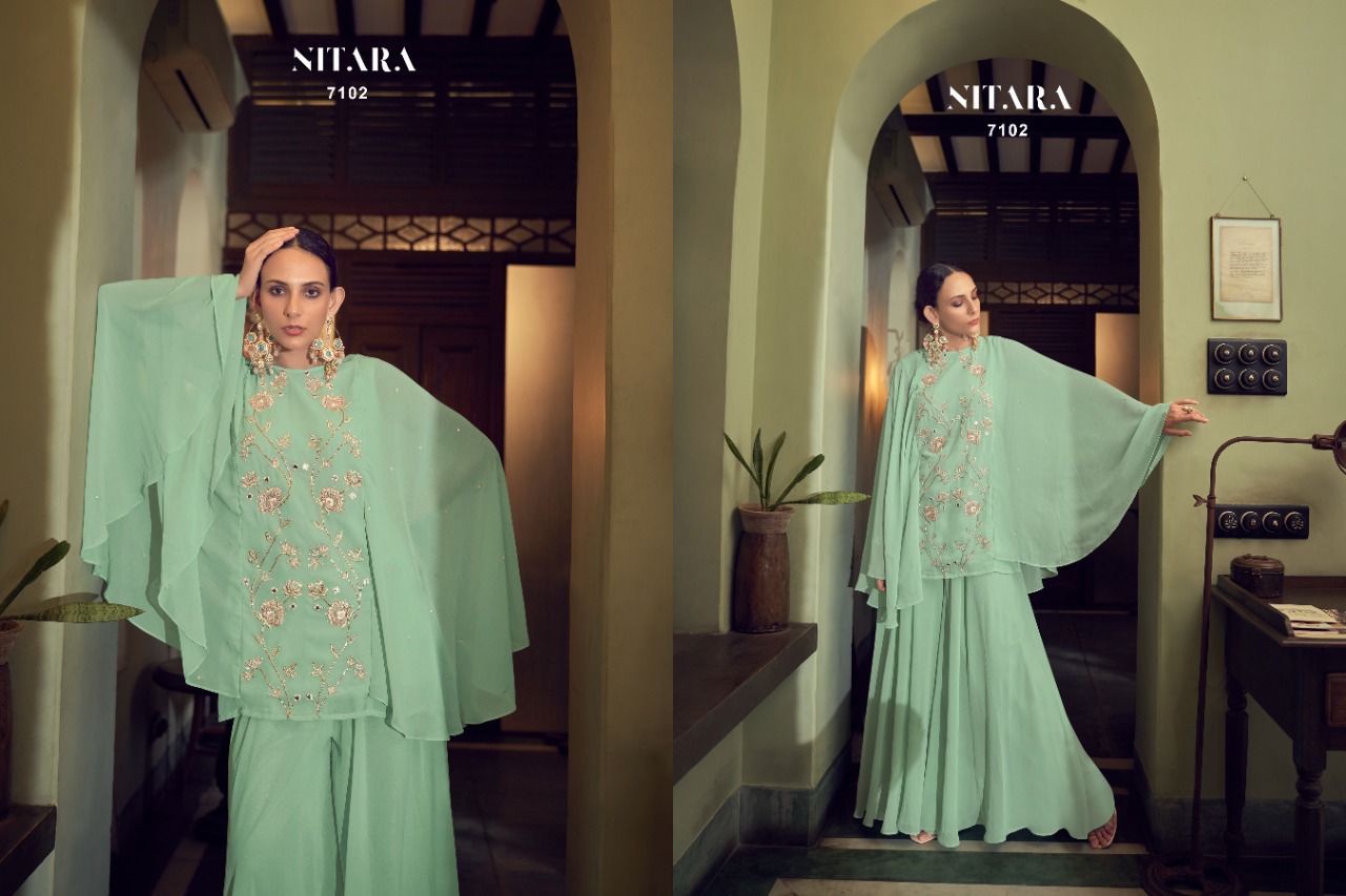 nitara ghazal 3  georgette new and modern style top bottom  catalog