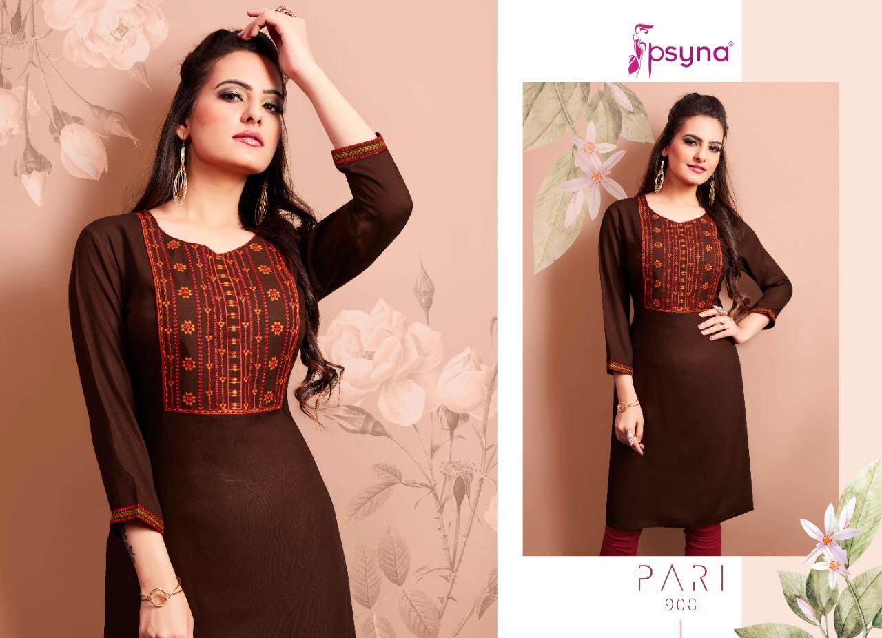 Psyna pari vol 9 rayon decent look kurti catalog