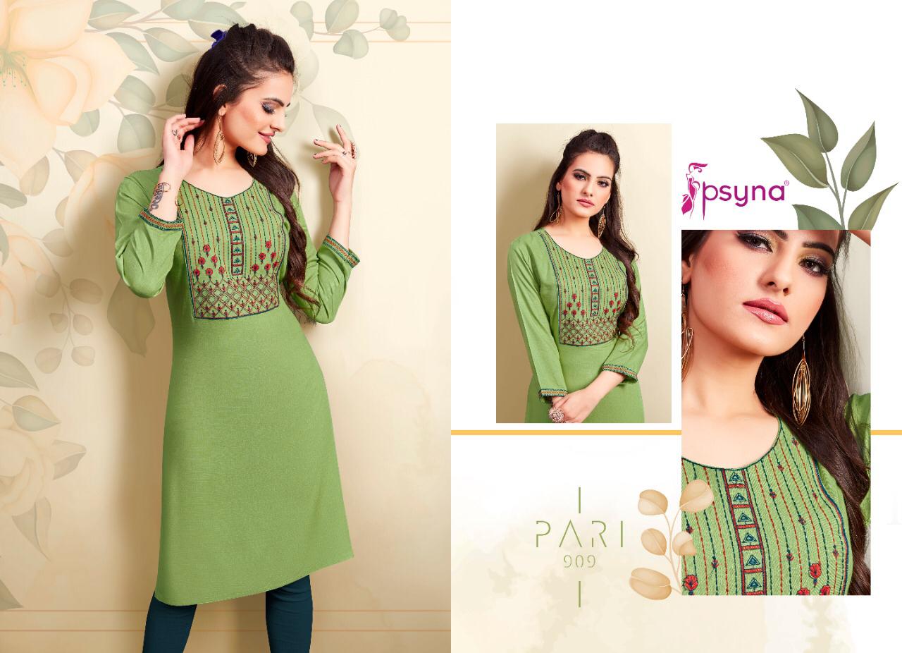 Psyna pari vol 9 rayon decent look kurti catalog