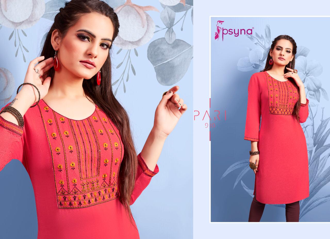 Psyna pari vol 9 rayon decent look kurti catalog