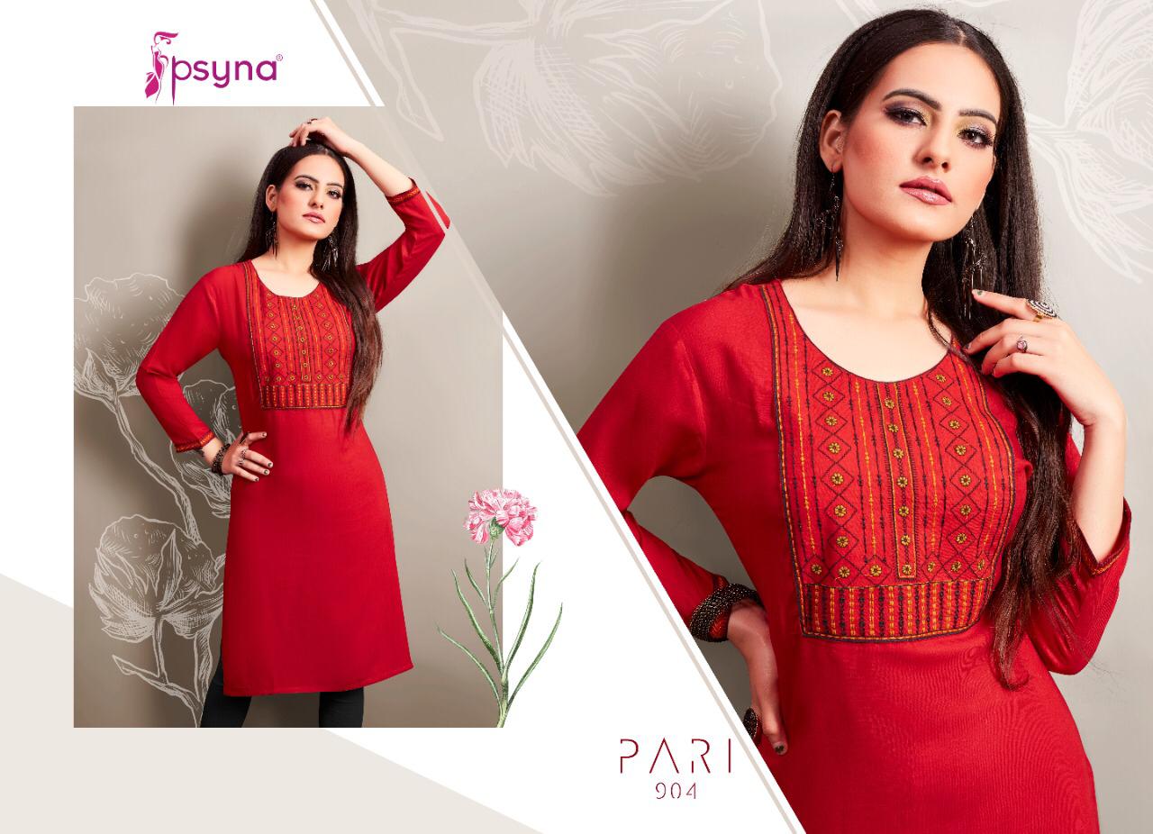 Psyna pari vol 9 rayon decent look kurti catalog