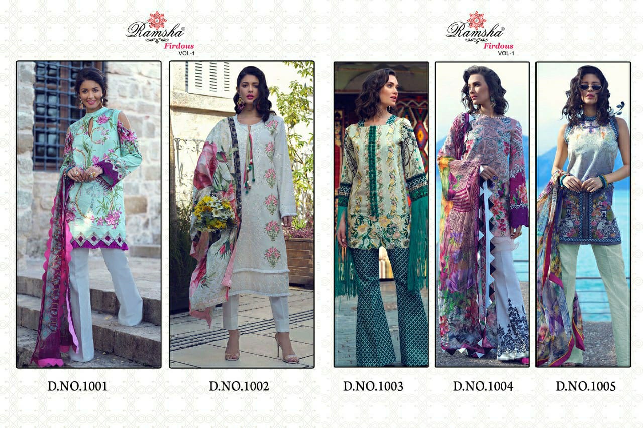 ramsha firdous vol 1 cambric exclusive print salwar suit catalog