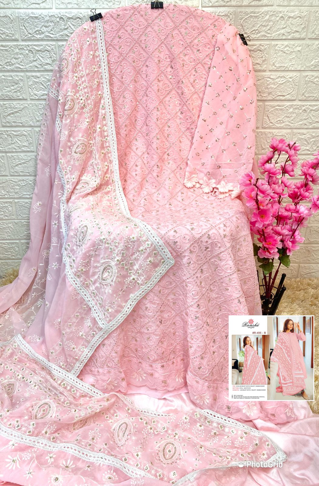 ramsha ramsha r 495nx georgtte catchy look salwar suit single