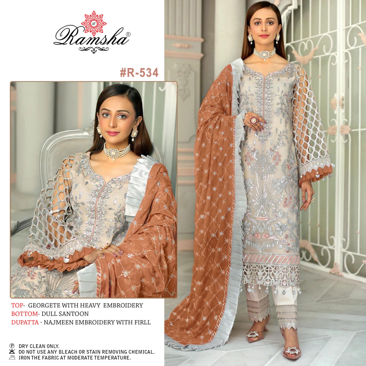 ramsha ramsha r-534 georggett innovative look salwar suit Single