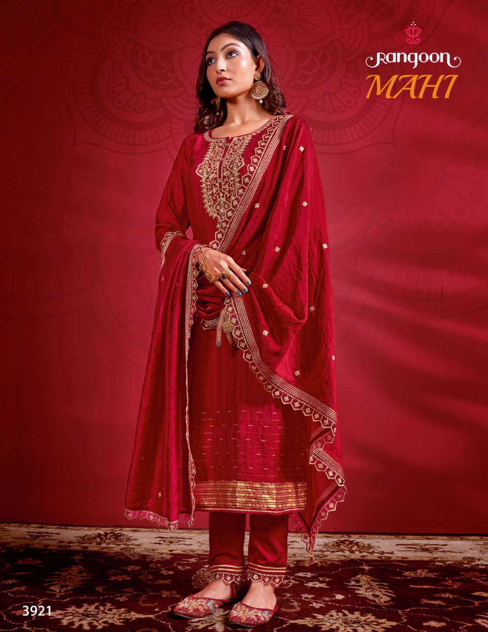 rangoon mahi linen gorgeous look top bottom with dupatta catalog